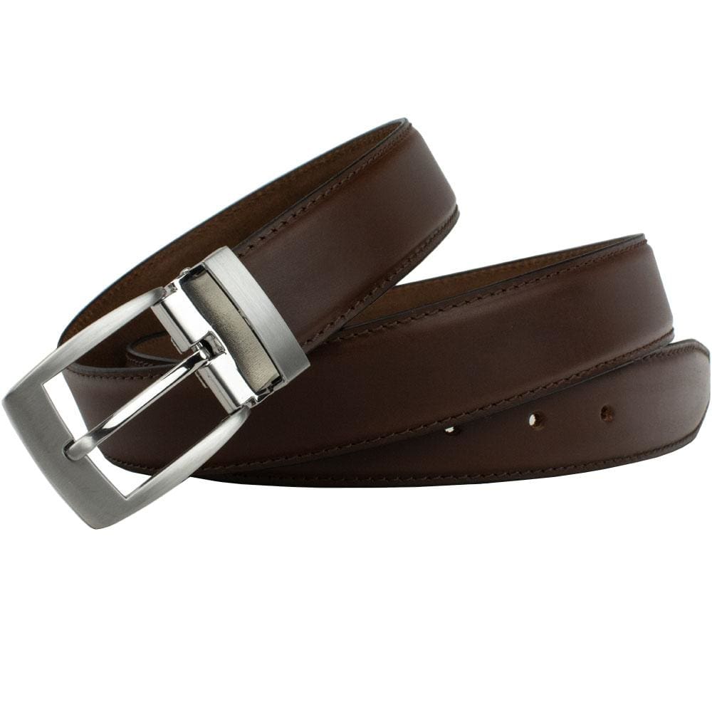 Brown Leather Dress Belt by Nickel Smart®