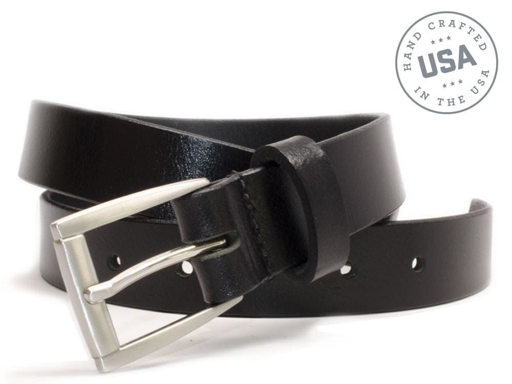 Child's Smoky Mountain Belt (Black) by Nickel Smart. Handcrafted in the USA. Buckle sewn to strap.