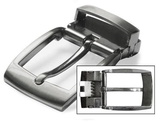 Clamp Pin Buckle. Nickel-free belt buckle that clamps to 1¼ to 1⅜ inch (32 mm to 35 mm) straps.