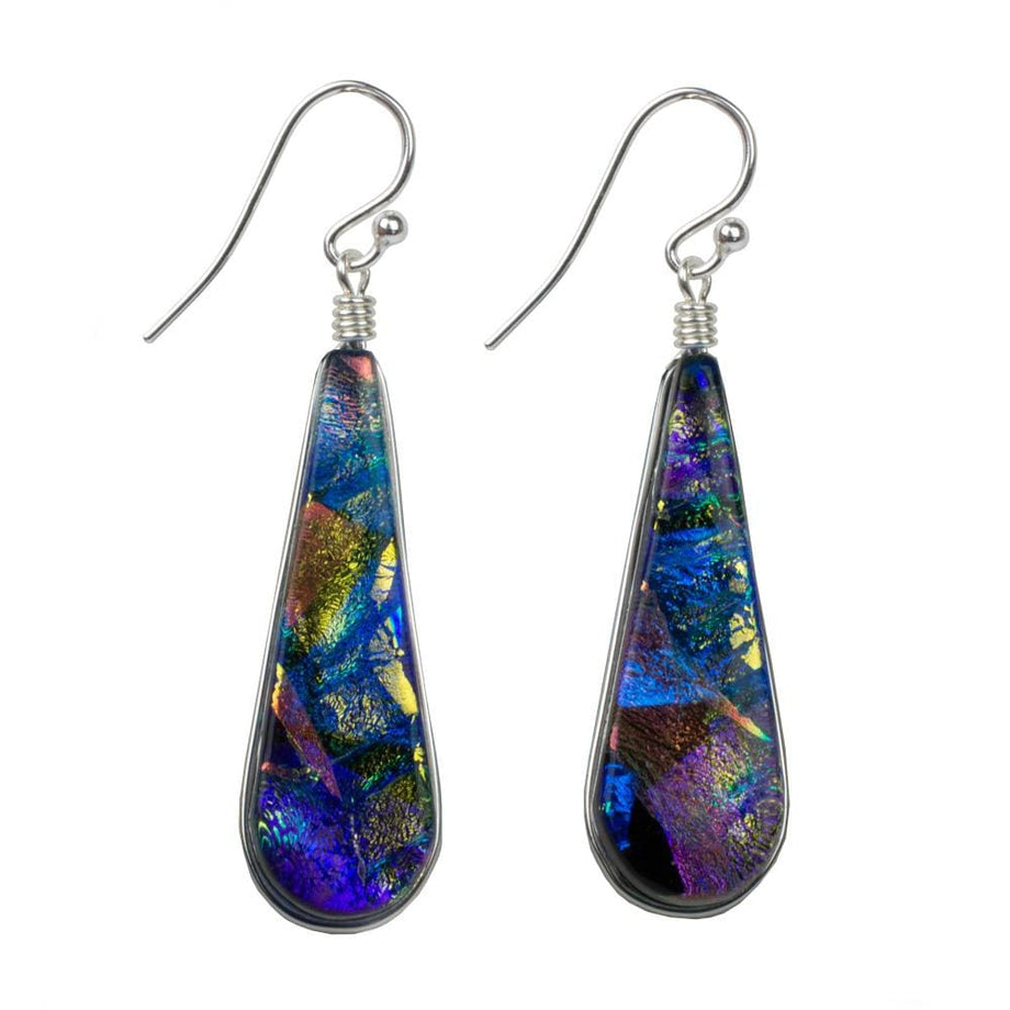 Dichroic Glass Earrings | Multicolored | Firewater Falls | Nickel Free