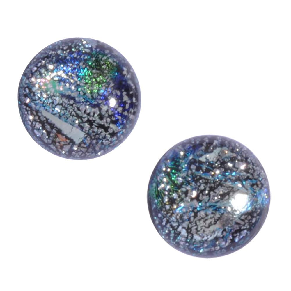 4-6 mm silver dichroic glass dots with silver nickel free post. Galaxy Quest Earrings 