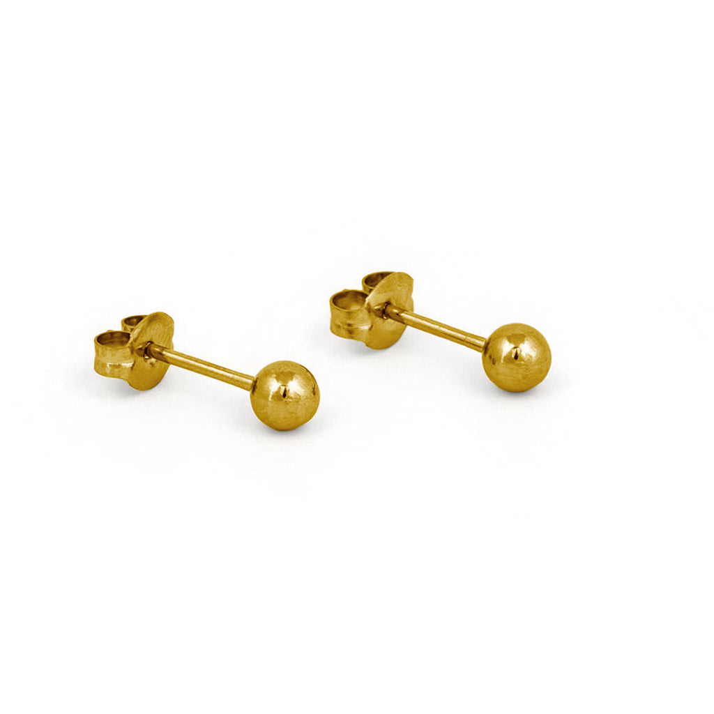 Gold Stainless Steel Ball Earrings By Nickel Smart.| Hypoallergenic Studs. Size is 5 millimeter