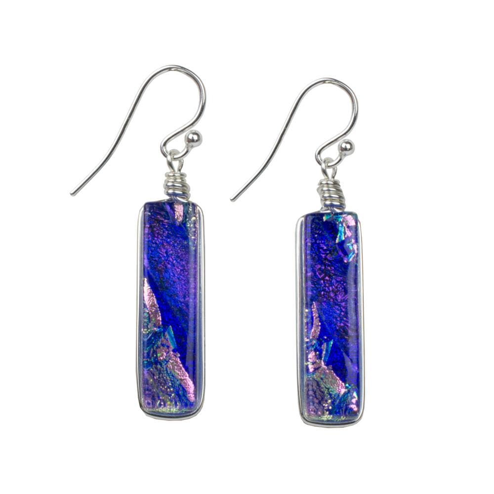 Light Rainbow Purple dichroic glass. Looking Glass Falls Earrings - Lilac. USA made
