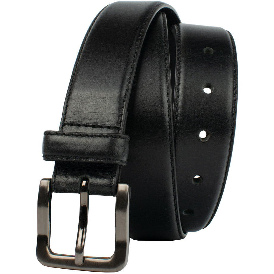 ART Mens Black Leather Belt w/ Nickel Tone Buckle Size 105/120 (49" end to end) 海外 即決