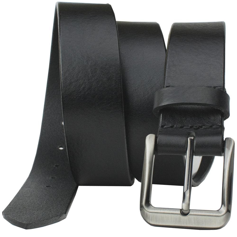 New River Black Belt | USA Made | Hypoallergenic Buckle | Real Leather 32 inch / Black / Zinc Alloy/Leather