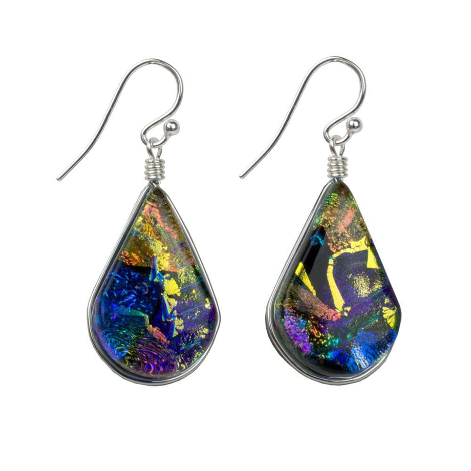 Flame Work Designs  Rainbow Clear Glass Dichroic Earrings