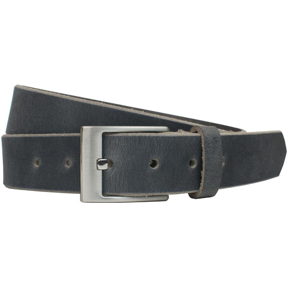 Buy the Mens Black Leather Adjustable Square Pin Buckle Dress Belt