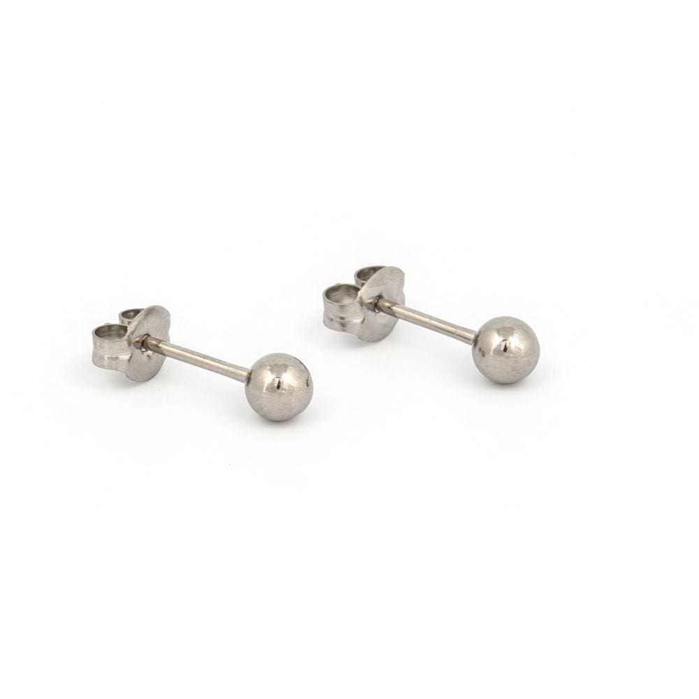 Silver Ball Earrings 5 millimeter. Hypoallergenic stainless steel. Stud earrings