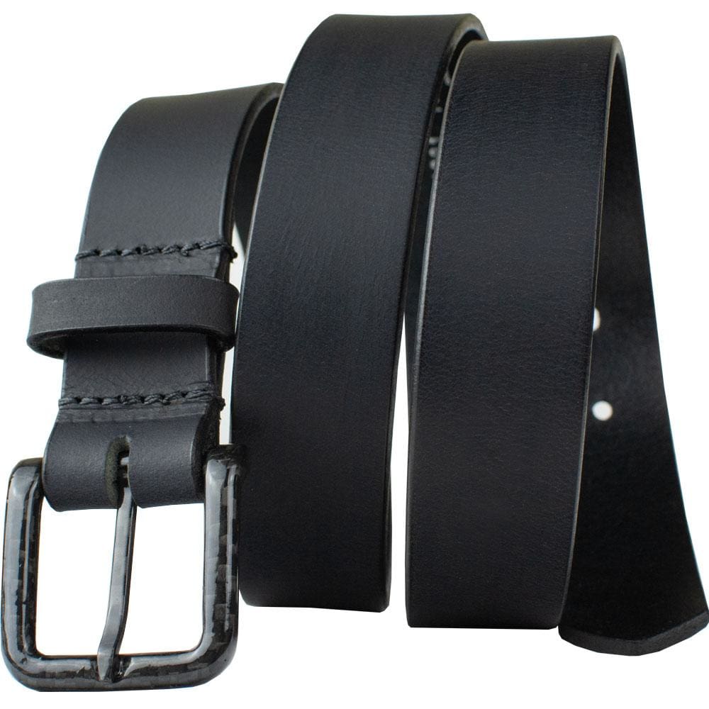The Specialist Black Leather Dress Belt by Nickel Smart 34 inch / Black / Carbon Fiber/Leather The Specialist Black Leather Dress Belt by Nickel Smart 34 inch / Black / Carbon Fiber/Leather