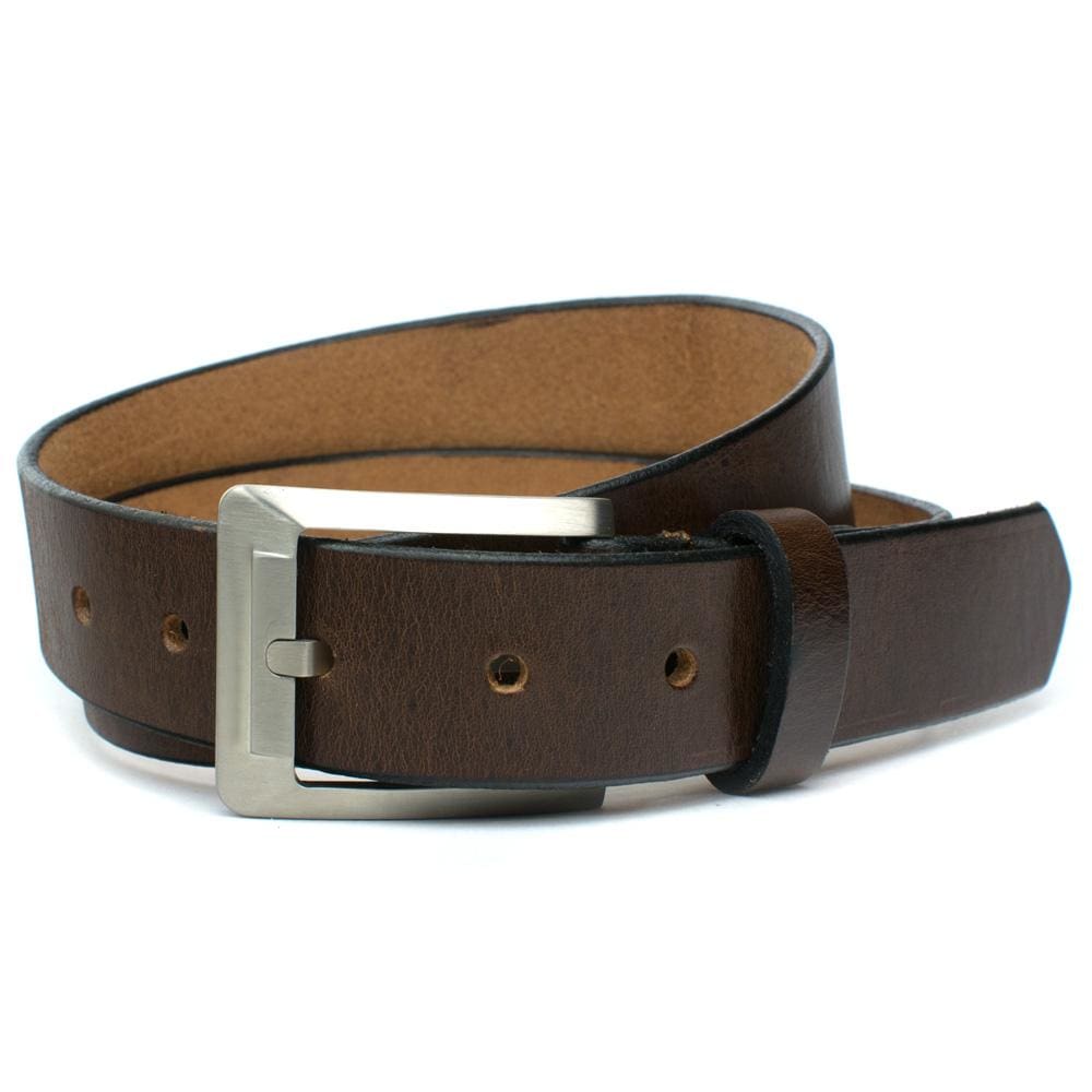Titanium Dress Brown Belt By Nickel Smart. Sturdy nickel-free titanium buckle on a rich brown strap