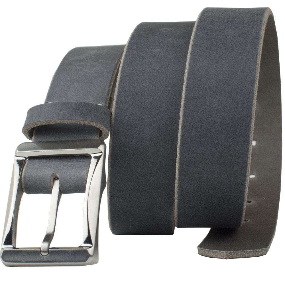 Titanium Work Belt (Distressed Gray). Dark gray strap; silver-tone rectangular titanium buckle.